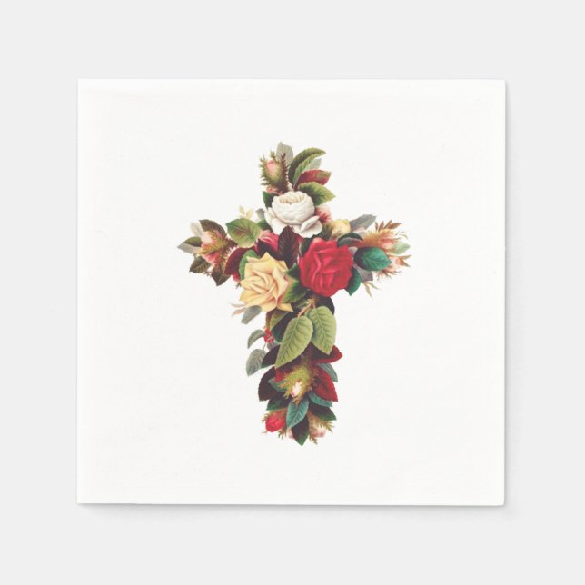 Serviette En Papier Croix de roses Le symbole de la croix de rose rosi (Devant)
