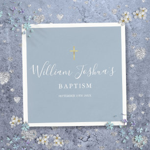 Serviette En Papier Croix d'or bleu Dusty Baptême Christening