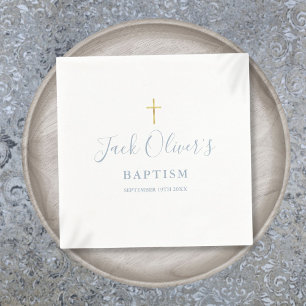 Serviette En Papier Croix d'or bleu Dusty Baptême Christening