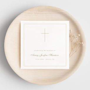 Serviette En Papier Croix dorée baptême fête religieuse