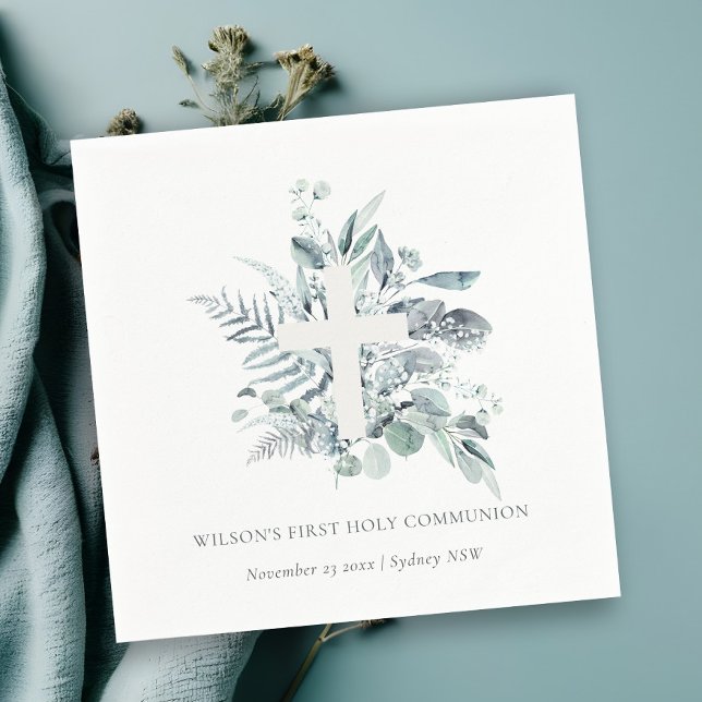 Serviette En Papier Croix du feuillage Eucalyptus Première communion s (Créateur téléchargé)