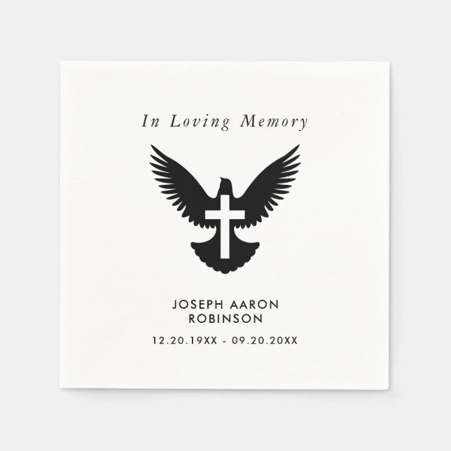 Serviette En Papier Croix funéraire simple sur Dove Memorial (Devant)