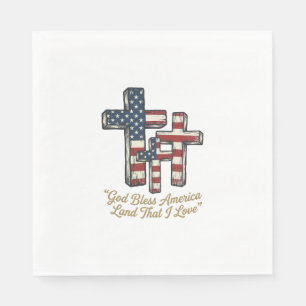 Serviette En Papier Croix patriotique Dieu bénisse l'Amérique Concepti