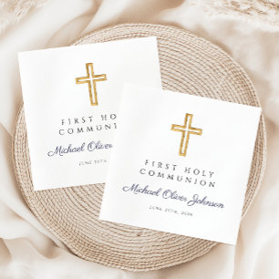 Serviette En Papier Croix Religieuse Garçon Première Communion 