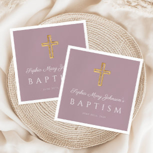 Serviette En Papier Croix religieuse moderne Purple Girl Baptism