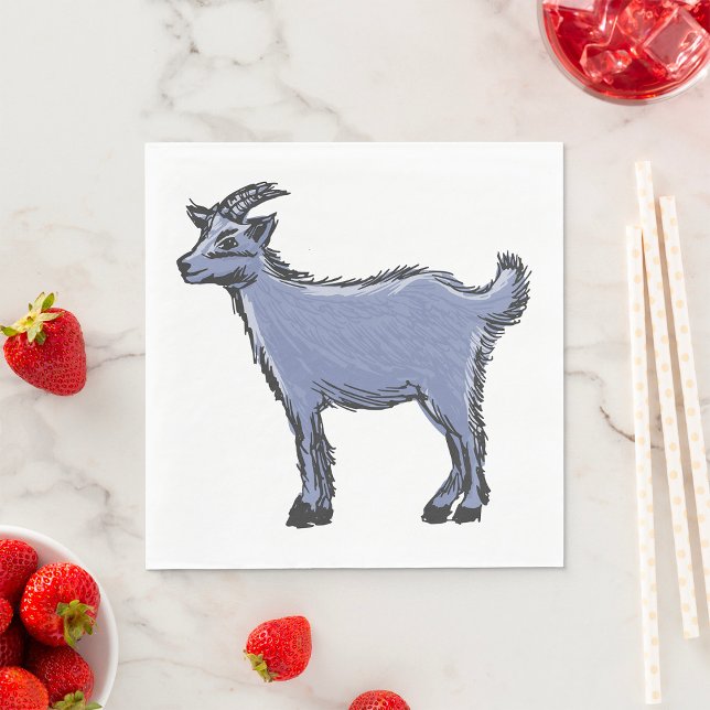 Serviette En Papier Croquis de chèvre grise, animal de ferme rustique (Créateur téléchargé)