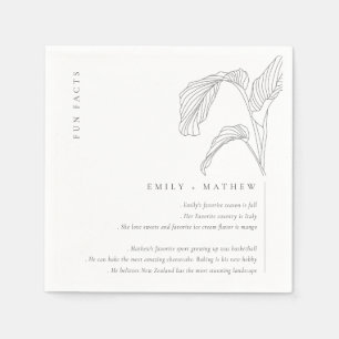Serviette En Papier Croquis de palmier feuillu mariage noir blanc fait