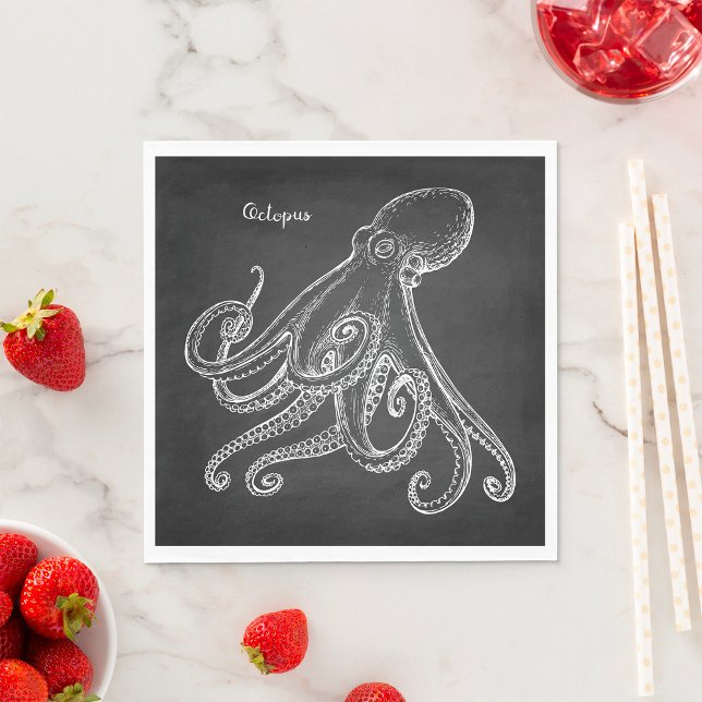 Serviette En Papier Croquis d'octopus (Créateur téléchargé)