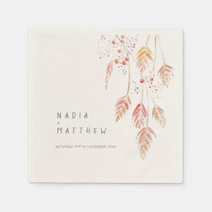 Serviette En Papier Croquis mariage de automne sur l'aquarelle des bai