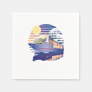 Serviette En Papier Cruise Navire Retro Sunset Cruise Vintage V