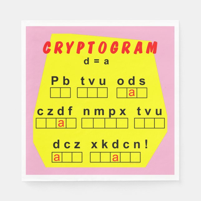 Serviette En Papier Cryptogramme jaune (Devant)
