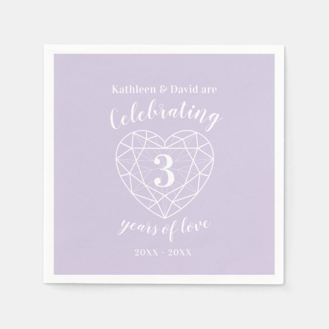 Serviette En Papier Crystal anniversaire 3 ans d'amour serviettes (Devant)