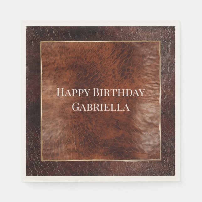 Serviette En Papier Cuir aspect marron foncé et chaud Western (Devant)