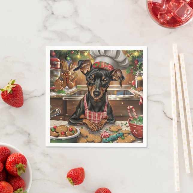 Serviette En Papier Cuisine de vacances allemande Pinscher : Noël fest (En situation)