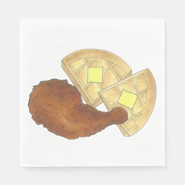 Serviette En Papier Cuisine soule classique Poulet frit et gaufres Din (Devant)