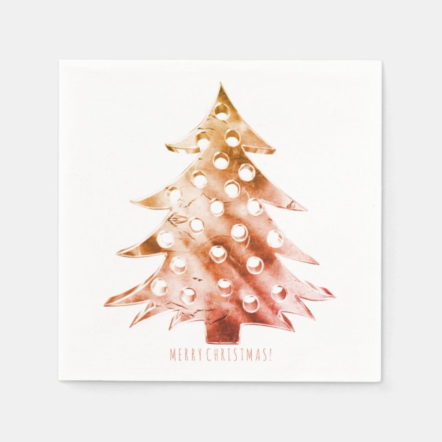 Serviette En Papier Cuivre Brown sapin de Noël rustique Élégant (Devant)