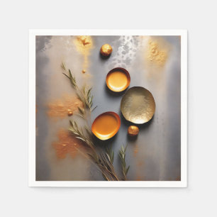 Serviette En Papier Cuivre texturé et métal ocre