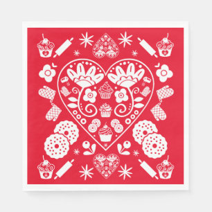 Serviette En Papier Cupcake Baking Folk Art
