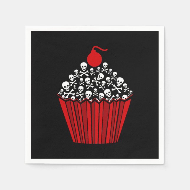 Serviette En Papier Cupcake crâne (Devant)