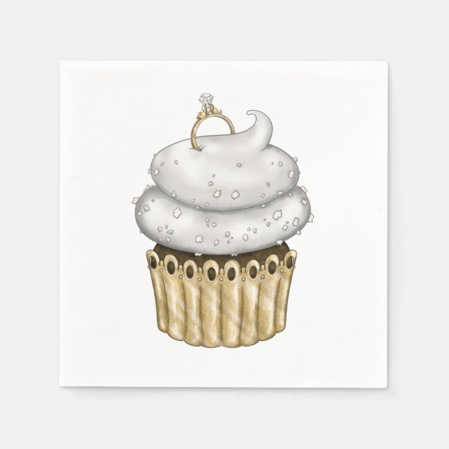 Serviette En Papier Cupcake Fiançailles doux (Devant)