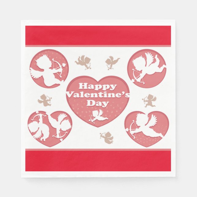 Serviette En Papier Cupidons roses de Valentine (Devant)