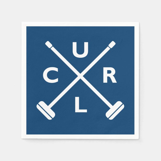 Serviette En Papier Curling Croisé Balais Papier Napkin - Bleu (Devant)