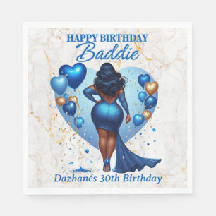 Serviette En Papier Curvy African American Woman Blue Glam Anniversair