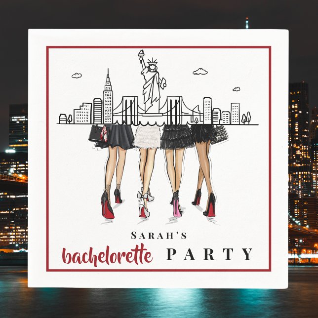 Serviette En Papier Custom Bachelorette New York City Skyline Fashion (Créateur téléchargé)
