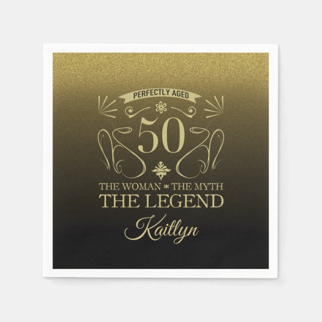 Serviette En Papier Custom Cute Happy 50th Birthday (Devant)