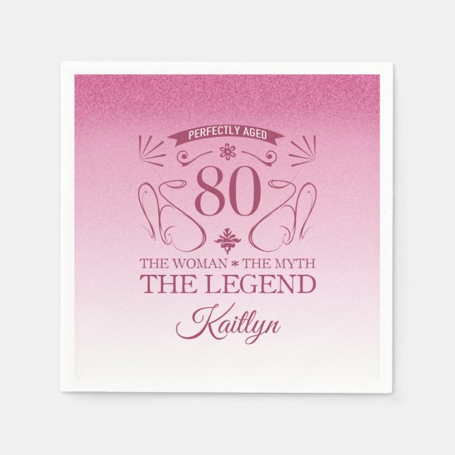 Serviette En Papier Custom Cute Happy 80th Birthday (Devant)