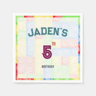 Serviette En Papier Custom Lego Block Birthday Party Napkins