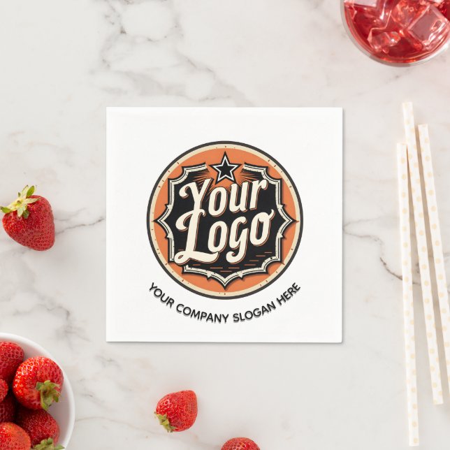 Serviette En Papier Custom Logo and Text Business (En situation)