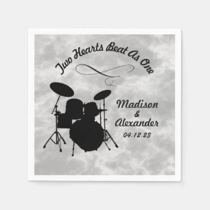 Serviette En Papier Custom Name Rock & Roll Drummer Wedding Drum Kit