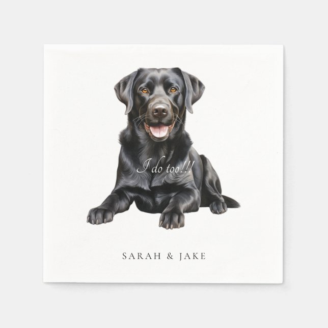 Serviette En Papier Custom Pet Black Lab II Wedding Napkins (Devant)