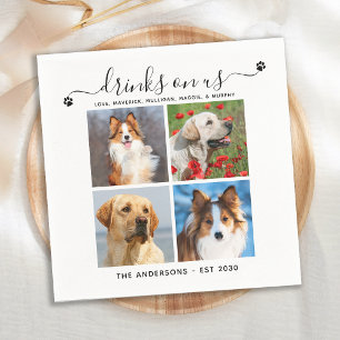 Serviette En Papier Custom Pet Chien Mariage 4 Photo Boissons Sur Nous