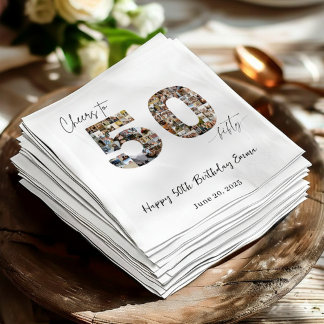 Serviette En Papier Custom Photo Collage 50th Birthday Party Napkins 