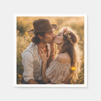 Serviette En Papier Custom Photo Wedding Engagement