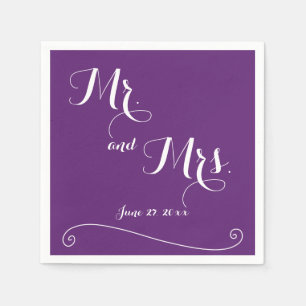 Serviette En Papier Custom Purple M. et Mme Mariage Napkins