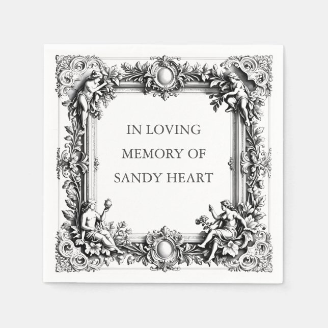 Serviette En Papier Custom Victorian Scroll Frame – Elegant funeral (Devant)