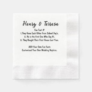 Serviette En Papier Customisé Vos Propres Fun Facts Mariages serviette
