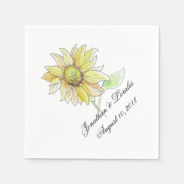 Serviette En Papier Customisez vos serviettes mariages Chute Sunflower (Devant)