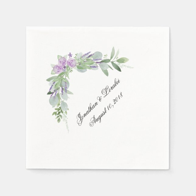 Serviette En Papier Customisez vos serviettes mariages Verdure & lavan (Devant)