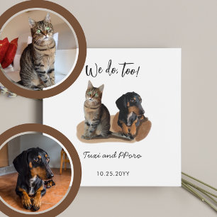 Serviette En Papier Cute 2 animaux Chien Chat Mariage personnalisé