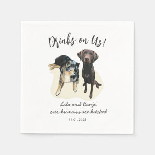 Serviette En Papier Cute 2 animaux chien Mariage personnalisé serviett