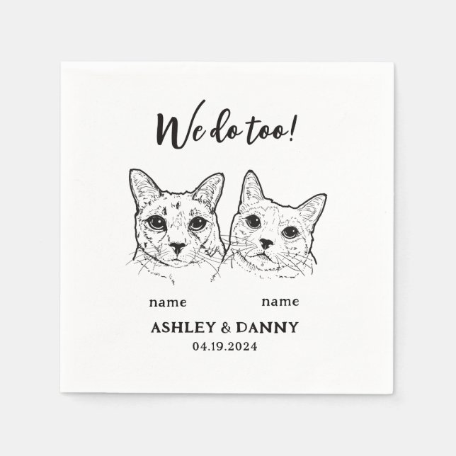 Serviette En Papier Cute 2 Chats Animaux Nous faisons Too Cocktail Mar (Devant)
