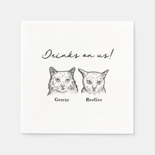 Serviette En Papier Cute 2 Chats Boire Sur Nous Mariage
