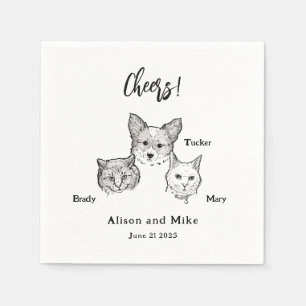 Serviette En Papier Cute 2 Chats Chien Animaux de compagnie Cheval Mar
