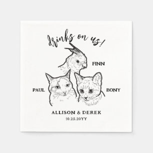Serviette En Papier Cute 3 chat animal de compagnie face Boissons sur