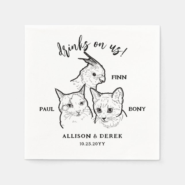 Serviette En Papier Cute 3 chat animal de compagnie face Boissons sur  (Devant)