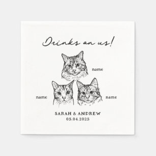 Serviette En Papier Cute 3 Chats Boire Sur Nous Mariage